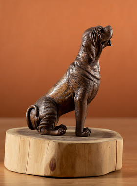 古铜官紫铜沙皮狗摆件高级感客厅吉祥物家居装饰品工艺品高档礼品