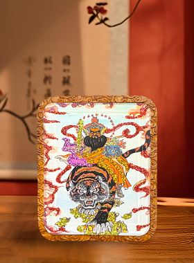手绘描金加彩金双面财神