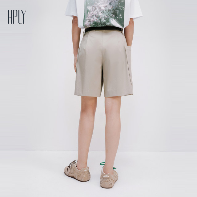 HPLY 25 summer new women's pure cotton cotton workwear casual commuting mid-pants shorts