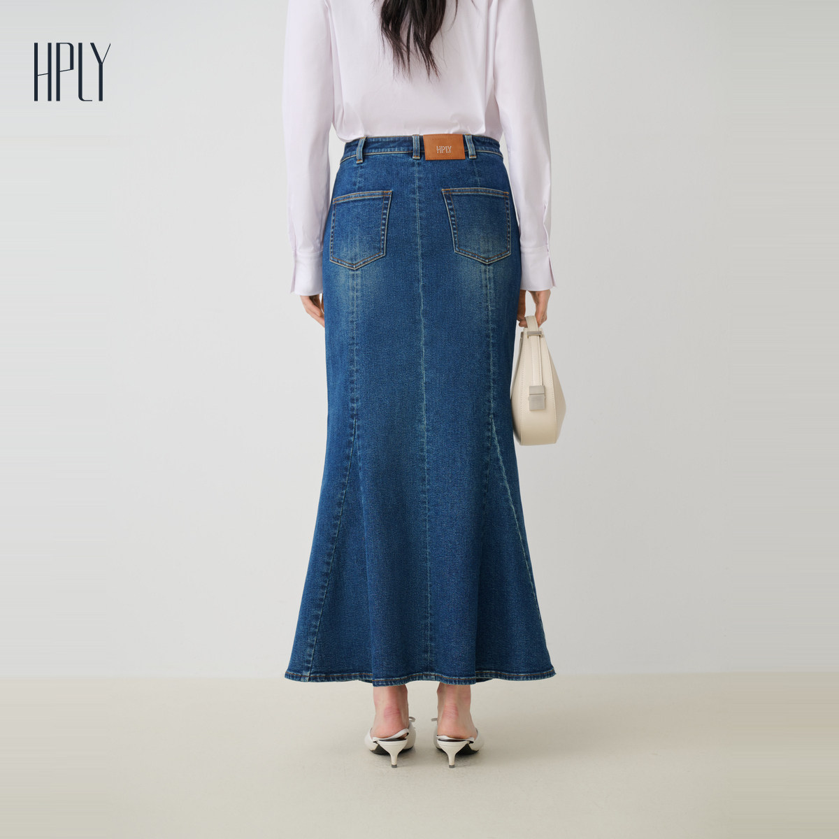 【商场同款】HPLY荷比俪秋季新款女修身分割牛仔鱼尾长款半裙,淘宝优惠券,粉丝福利购,淘宝优惠卷