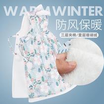 Baby Baby Cloister Cape Autumn Winter Out Windproof Thickening of Canopy Male Girl Child Plus Suede Warm