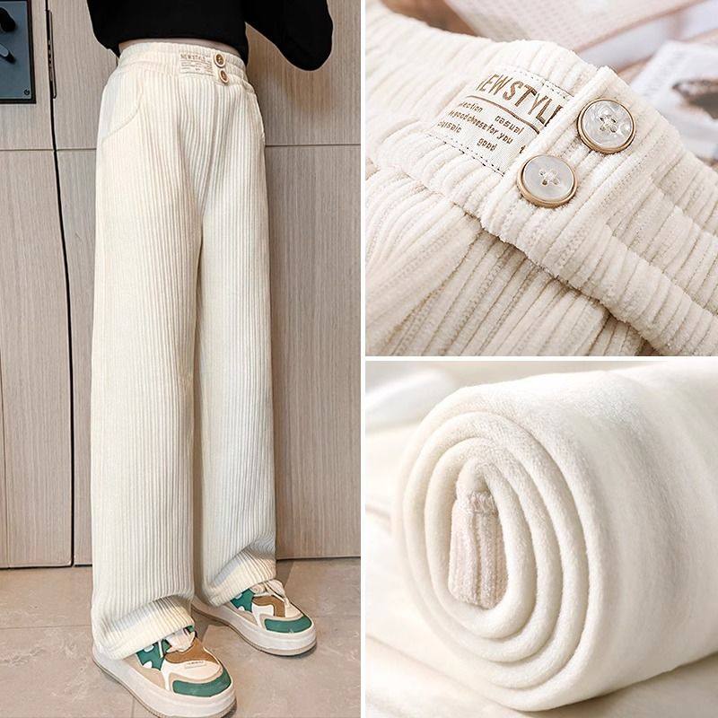 女童直筒阔腿裤2024新款女儿童雪尼尔卫裤大童春秋款休闲裤子洋气,淘宝优惠券,粉丝福利购,淘宝优惠卷