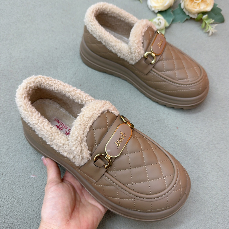 冬季新款加绒雪地靴女毛毛鞋加厚轻便时尚乐福鞋保暖防滑妈妈棉鞋,淘宝优惠券,粉丝福利购,淘宝优惠卷