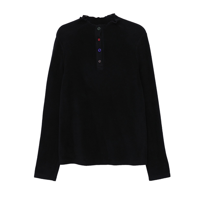 MOVEUP幻走2025冬季新款双面德绒小高领撞色保暖休闲短款T恤女 - 图3