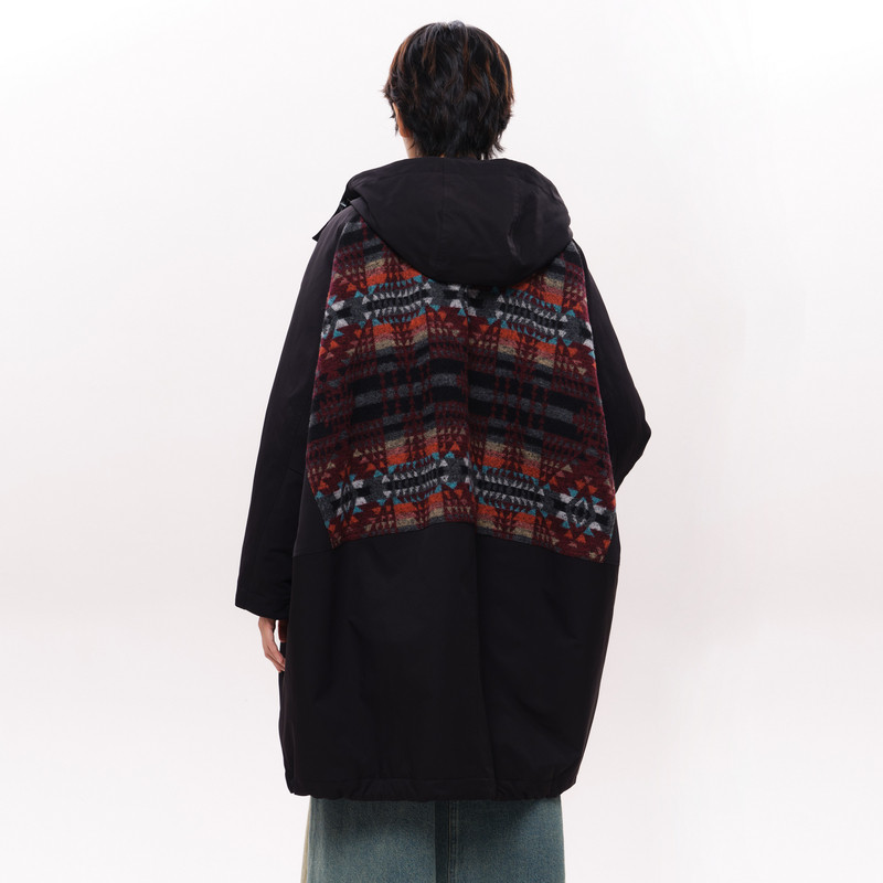 MOVEUP幻走2025冬季新款.FUN系列连帽橡筋绳毛呢图案长款棉外套女,淘宝优惠券,粉丝福利购,淘宝优惠卷