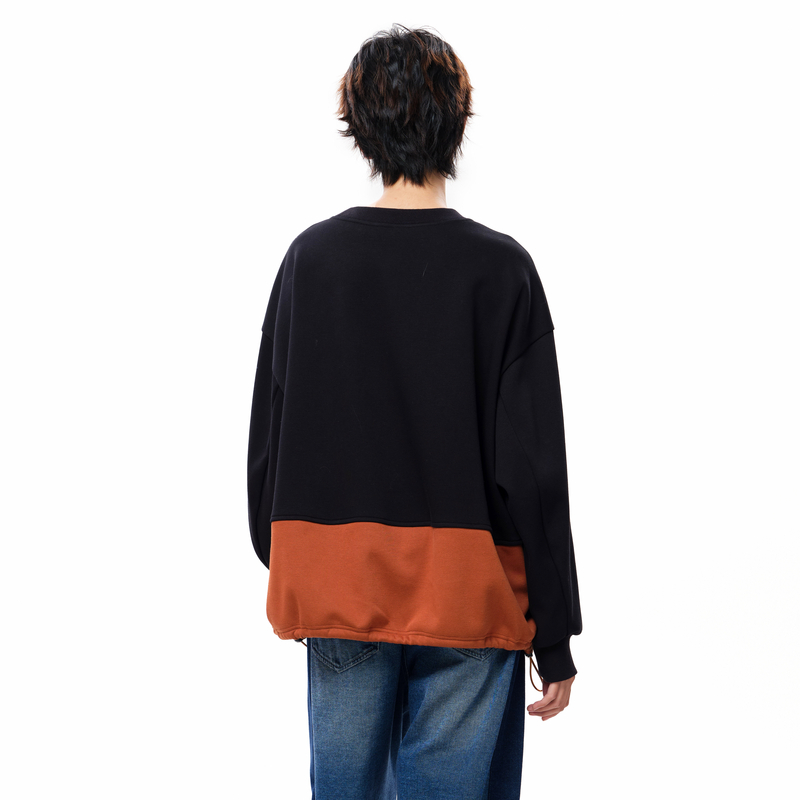 MOVEUP幻走2025冬季新款.FUN系列小落肩撞色口袋开衩短款卫衣女 - 图1