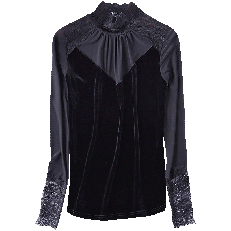 黑色百搭丝绒女加绒2020秋新款t恤 拉墨客T恤