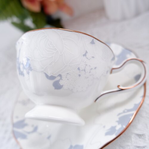 现货日本鸣海NARUMI白蔷薇咖啡杯对杯碟茶杯水杯杯碟新婚礼物 - 图2
