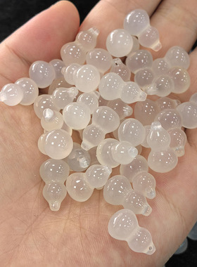 9*15mm玛瑙白色葫芦珠半成品雕刻手工配件diy白玛瑙葫芦挂件