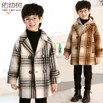 Boy wool Son Coat Fur Coats 2023 Autumn Winter New Children Baby Clips Cotton Thickened Small Suit Tide