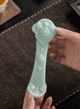 中式璞玉陶瓷玉如意摆件