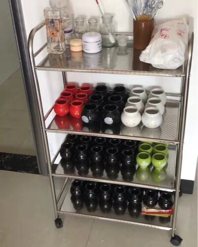 不锈钢美容美发理疗按摩店小推车放拔火罐置物架仪器工具车四层架 - 图0