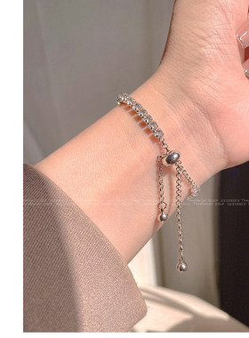 锆石镶钻方形水钻可调节手链