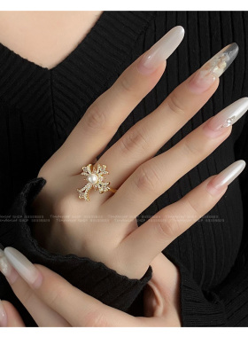 水钻十字架戒指珍珠串双层项链