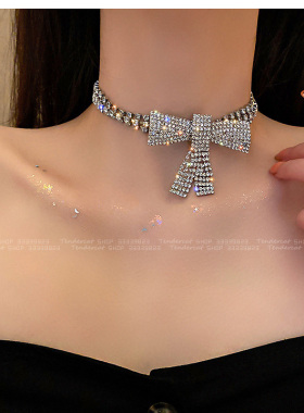 满钻大蝴蝶结项链choker水钻链