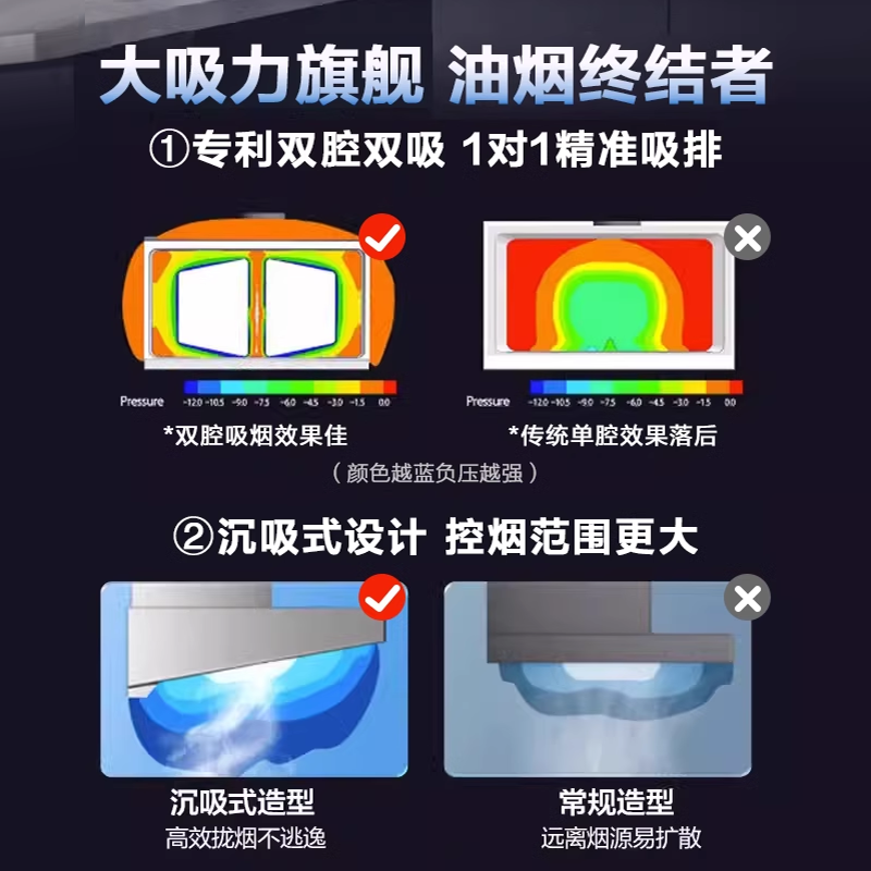 [领航家MAX]老板官方旗舰欧式顶吸抽油烟机燃气灶具烟灶套装60X6S
