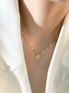 STANDii珍珠拼接方牌项链