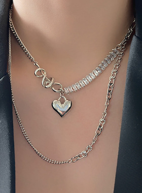 STANDii不对称女爱心双层项链