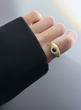 虎眼石食指戒女精致复古指环
