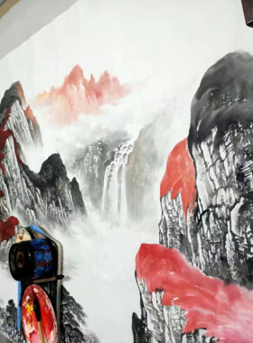 名家手绘真迹精品国画定制山水办公室大六尺满山红鸿运当头聚宝盆