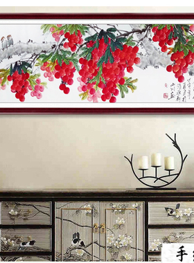 名家定制纯手绘真迹水墨精品荔枝花鸟画国画四尺对开吉利图装饰画