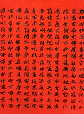 手写真迹毛笔书法定制字画装饰画四尺横幅红纸黑字大悲咒书法1038
