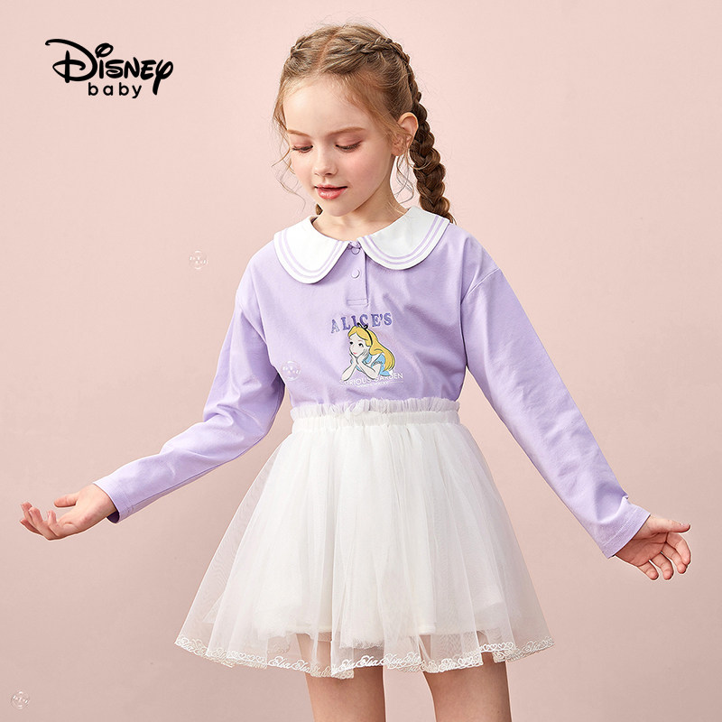 迪士尼女童长袖t恤春秋2021打底衫 disneybabyT恤