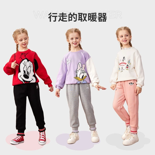 Дисней, демисезонные бархатные удерживающие тепло штаны, увеличенная толщина, в западном стиле