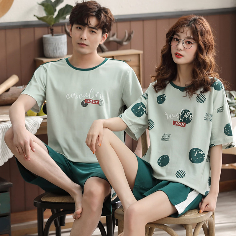 恒源祥情侣短袖短裤女士薄纯棉睡衣 恒源祥内衣睡衣/家居服套装