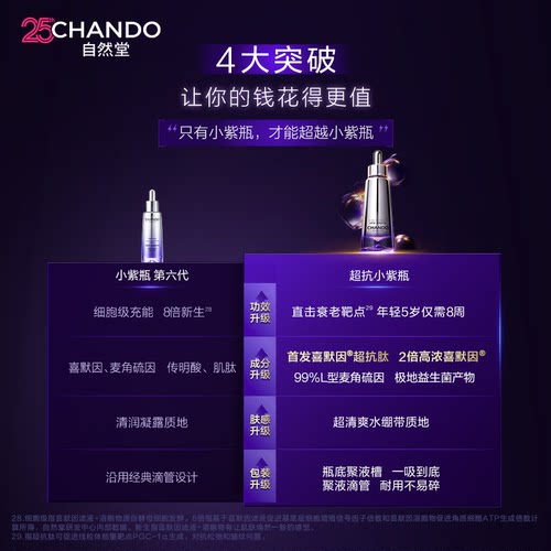 【龚俊推荐】自然堂超抗小紫瓶第七代精华液抗皱紧致修护敏肌可用 - 图3
