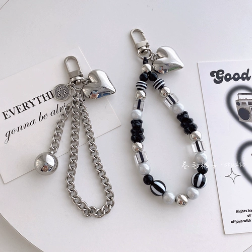 Оригинальный брендовый браслет из бисера, мобильный телефон, барсетка, подвеска, серебряный брелок, цепь для ключей с застежкой