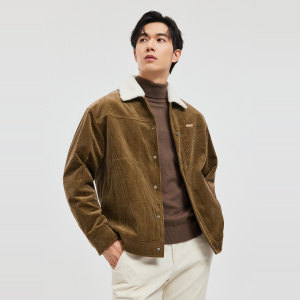 七匹狼羊羔绒夹克男士2026新款秋冬季加厚棉服中年翻领外套男装潮