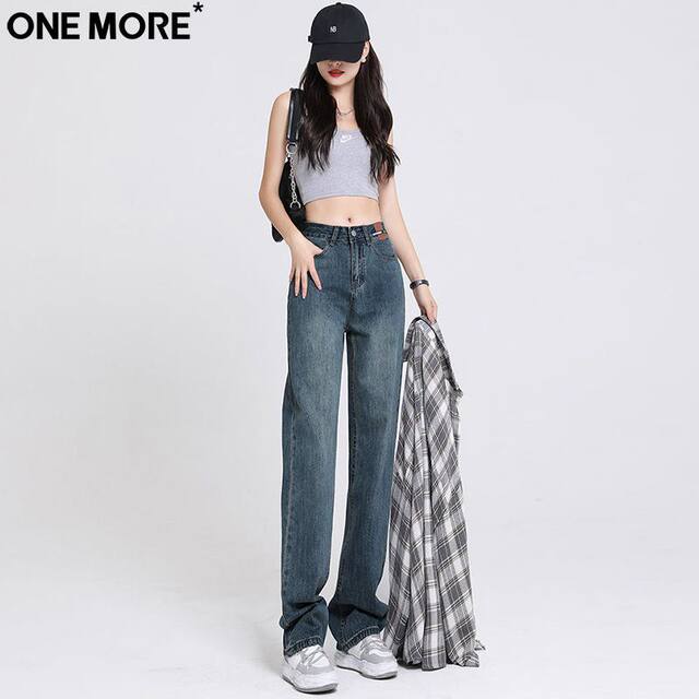 One More high street retro jeans ຂາກວ້າງບາງສໍາລັບແມ່ຍິງ summer ຊັ້ນໃຫມ່ drapey ກາງເກງກາງເກງຂາຍາວຊື່ສໍາລັບແມ່ຍິງ