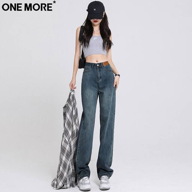 One More high street retro jeans ຂາກວ້າງບາງສໍາລັບແມ່ຍິງ summer ຊັ້ນໃຫມ່ drapey ກາງເກງກາງເກງຂາຍາວຊື່ສໍາລັບແມ່ຍິງ