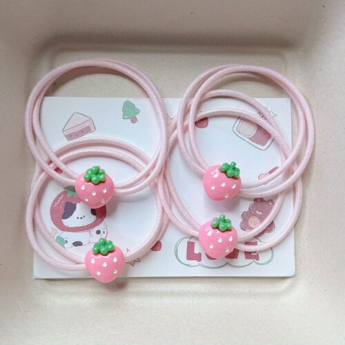 粉色草莓小皮筋可爱发绳扎头绳女高弹力发饰网红发圈送男朋友手链 - 图1