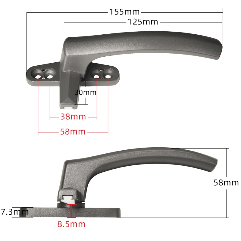 50型实心铝合金7字窗户把手外推平开门窗单点执手窗拉手窗户锁扣 - 图0