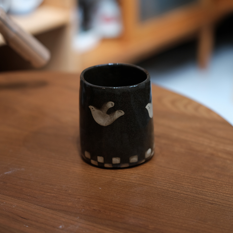 川谷原创熊和白鸽咖啡杯陶瓷马克杯杯子水杯家用个性-图1