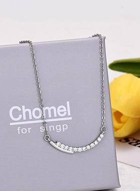 新款S925纯银满钻微笑项链