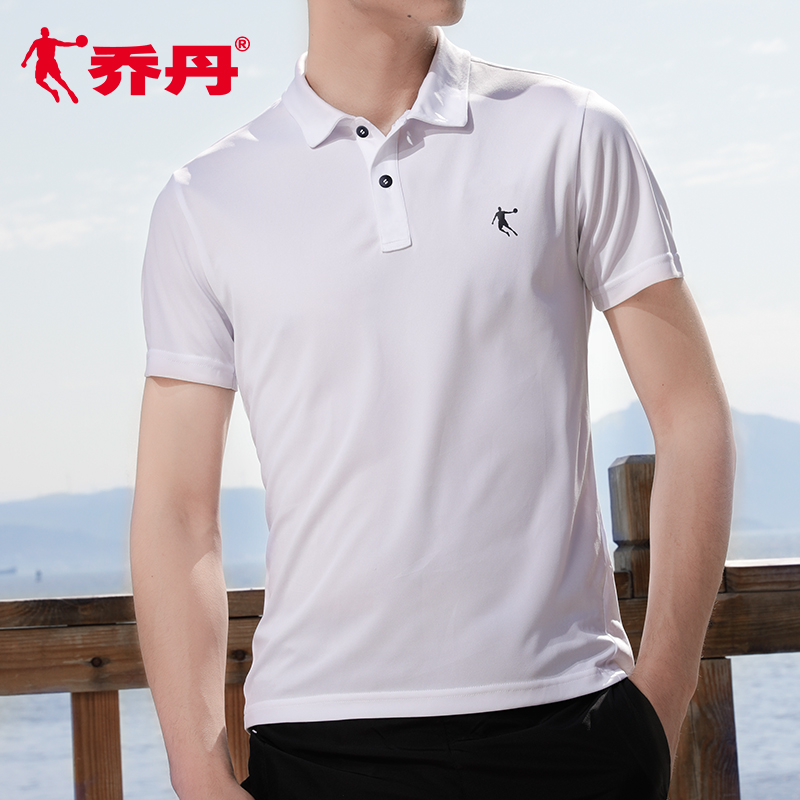乔丹悠悠专卖店乔丹短袖T恤男夏季新款半袖男士上衣翻领速干polo衫男运动服0
