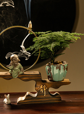 新中式风禅意绿植盆栽桌面装饰