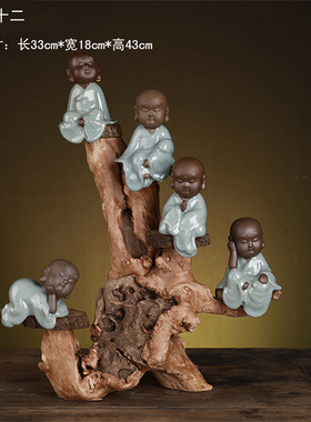 禅意小和尚软装中式风紫砂摆件