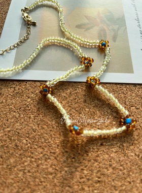 韩风森系小花串珠手作项链颈链