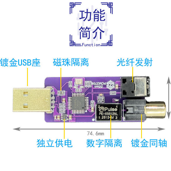 USB转数字同轴光纤输出 SPDIF PCM2706 手机OTG Switch PS5游戏机 - 图0