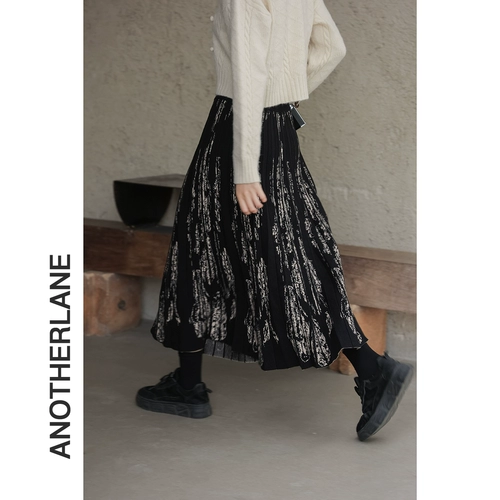 Ретро дизайнерская трикотажная осенняя юбка в складку, тренд сезона, высокая талия