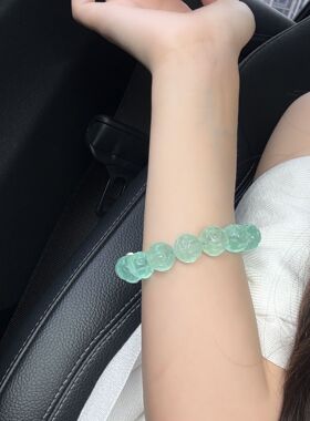 天然绿萤石圆珠手链单圈送礼