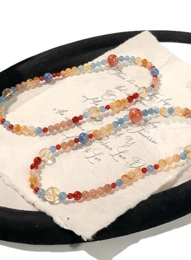 陌上繁花新中式黄塔晶红胶花手串