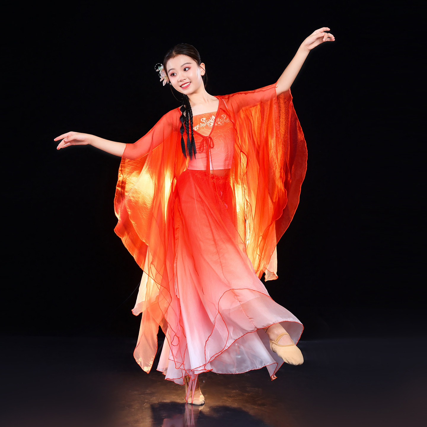 儿童古典舞蹈服女童超仙锦鲤同款古风飘逸大袖衫大摆裙舞蹈演出,淘宝优惠券,粉丝福利购,淘宝优惠卷