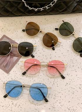 现货太阳镜新款小圆框时尚女明星同款旅游街拍防强光墨镜跨境