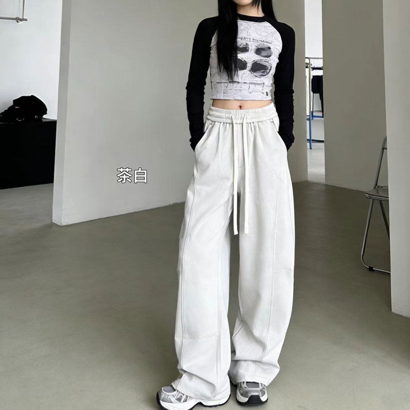 2026美拉德风高腰阔腿裤女宽松显瘦系带休闲裤垂感长裤,淘宝优惠券,粉丝福利购,淘宝优惠卷