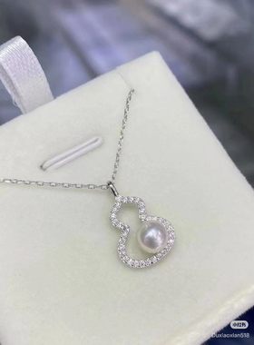 新中式国风珍珠葫芦项链轻奢精致文艺锁骨链5-6mm镜面光葫芦套装